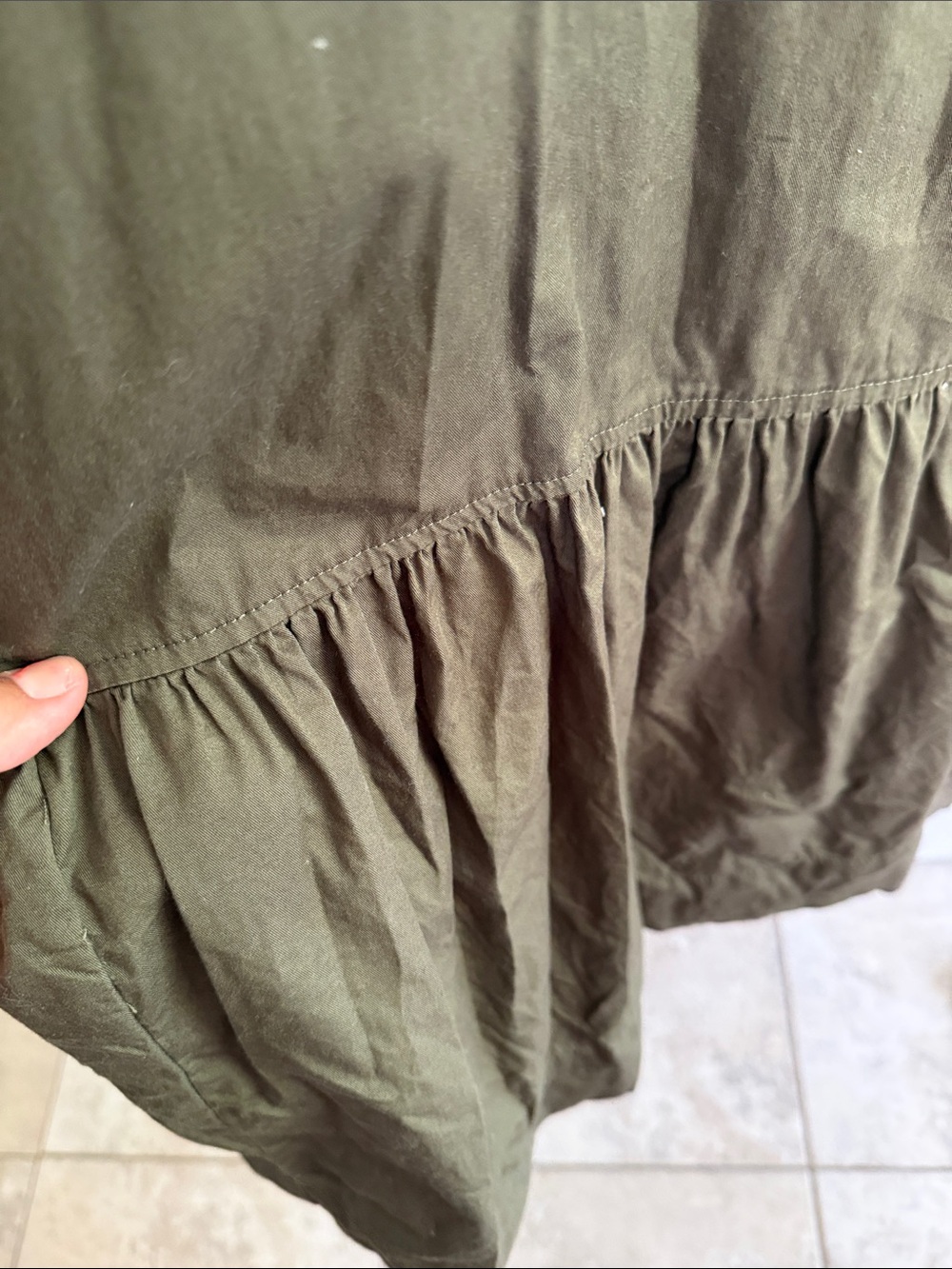 Puff-Sleeve Tiered Midi Dress in Olive - Picture 5 of 7